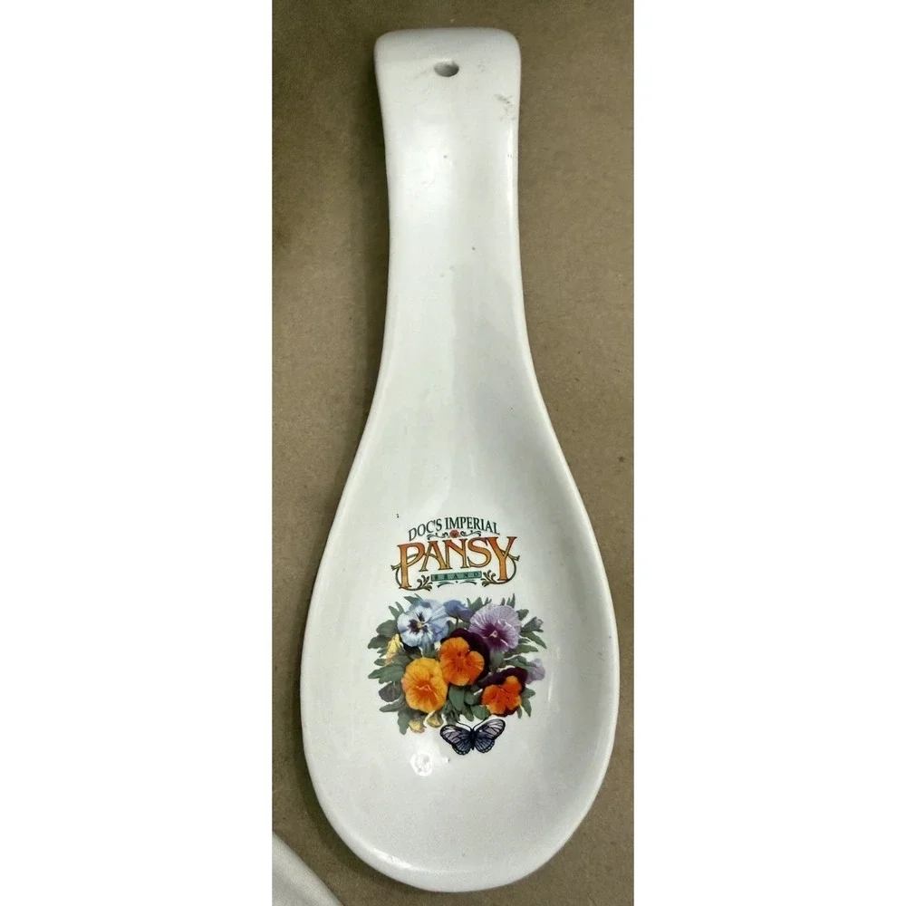 Vintage Doc's Imperial Pansy Brand Ceramic Spoon Rest / Wall Decor Cottagecore